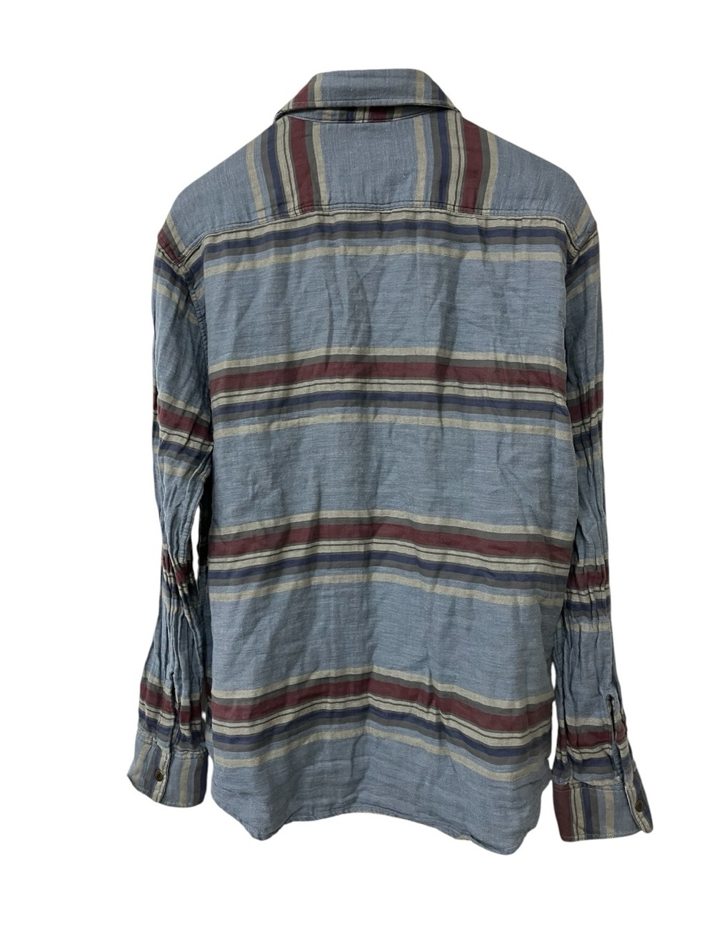 Faherty Reversible Blue Grey Stripe Shirt Mens Flannel Cotton Long Sleeve L - Picture 2 of 4